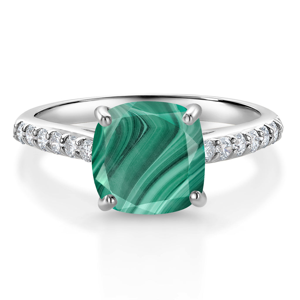 Malachite_6_Ring in 10K White Gold