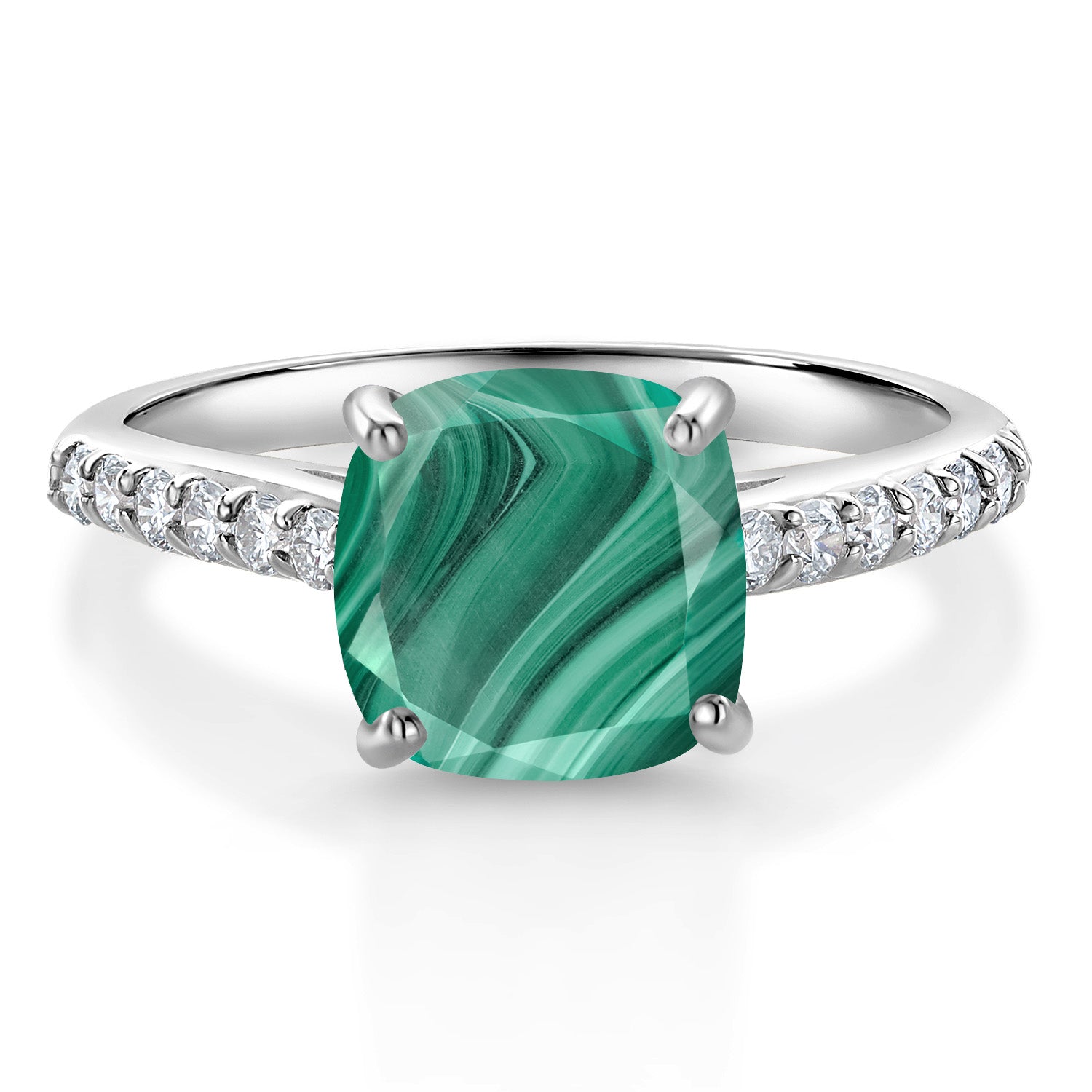 Malachite_6_Ring in 10K White Gold