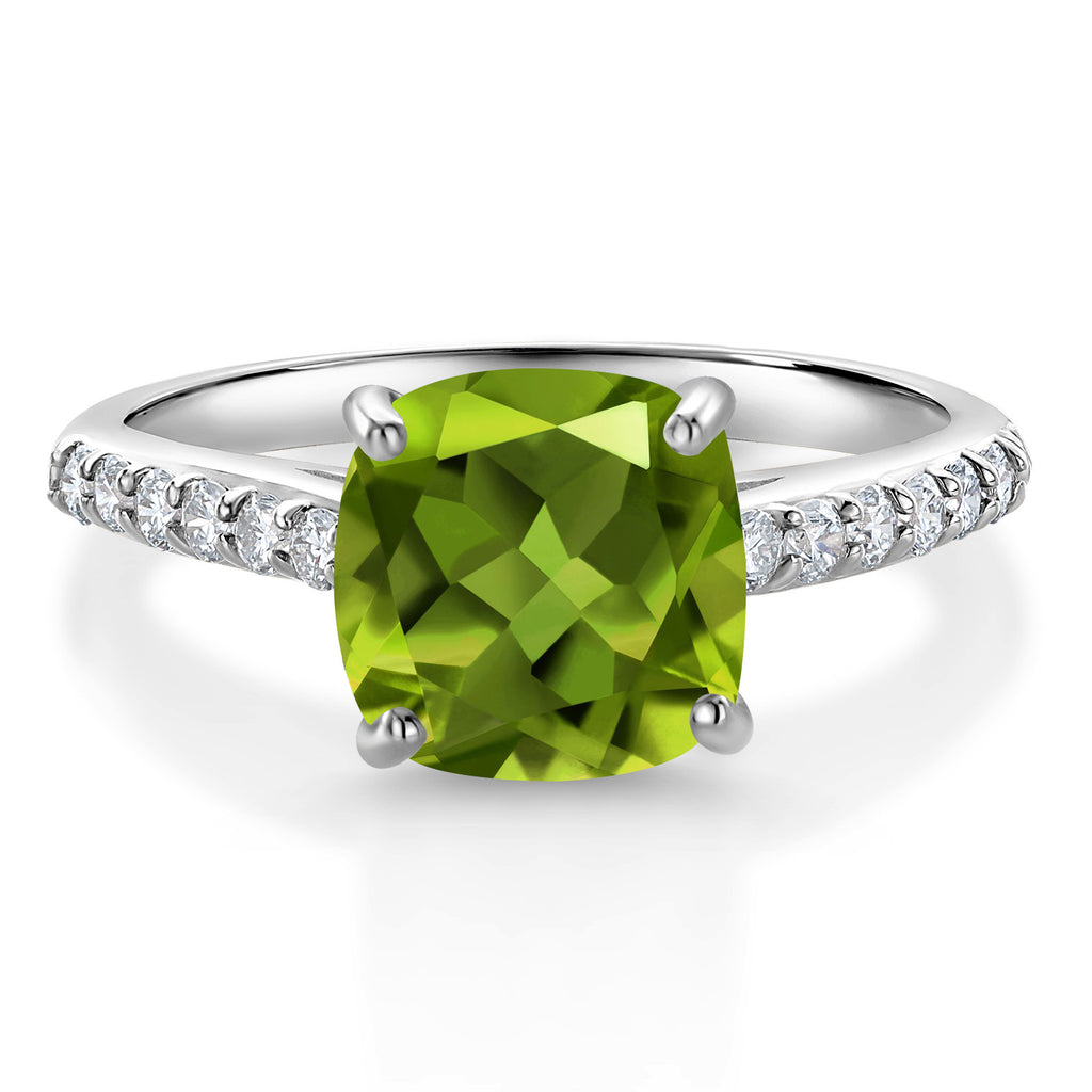 Peridot - August_8_Ring in 10K White Gold