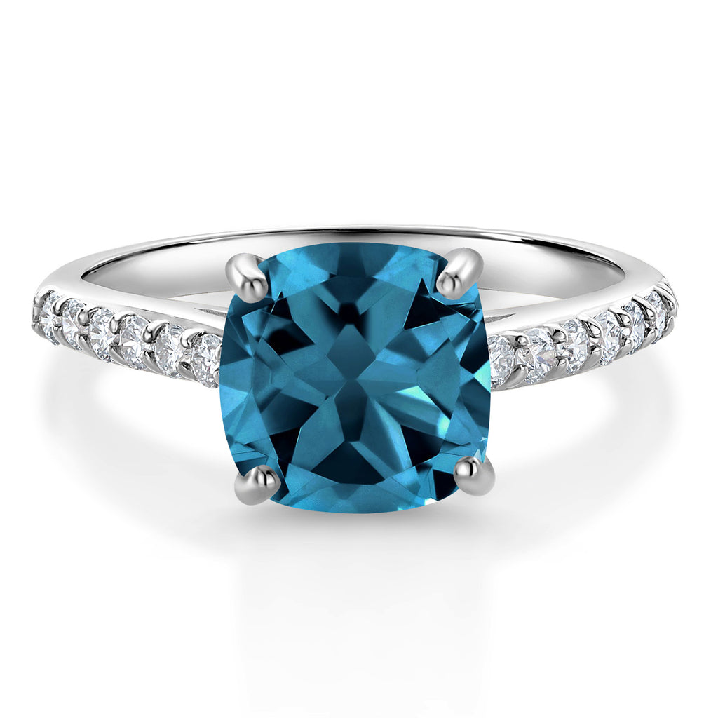 London Blue Topaz - November_6_Ring in 10K White Gold