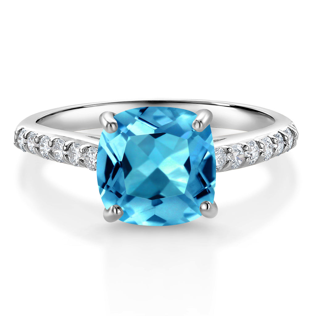 Swiss Blue Topaz - November_9_Ring in 10K White Gold