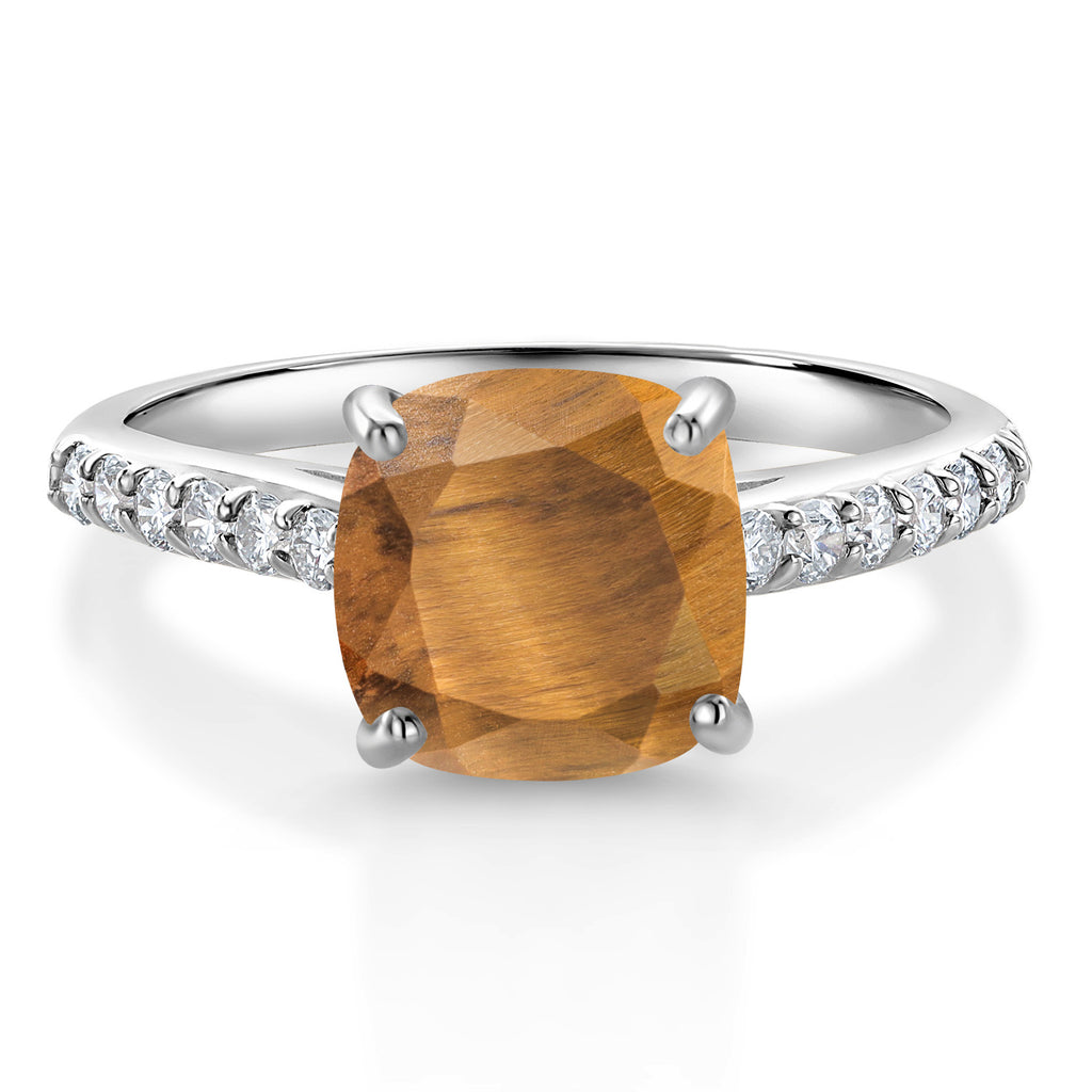 Brown Tiger Eye_5_Ring in 10K White Gold