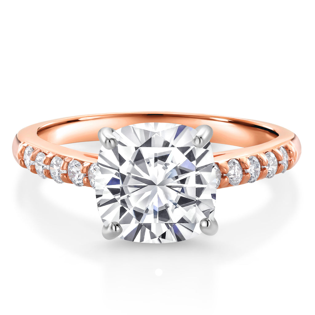 White Moissanite - April_8_Ring in 10K Two Tone Gold