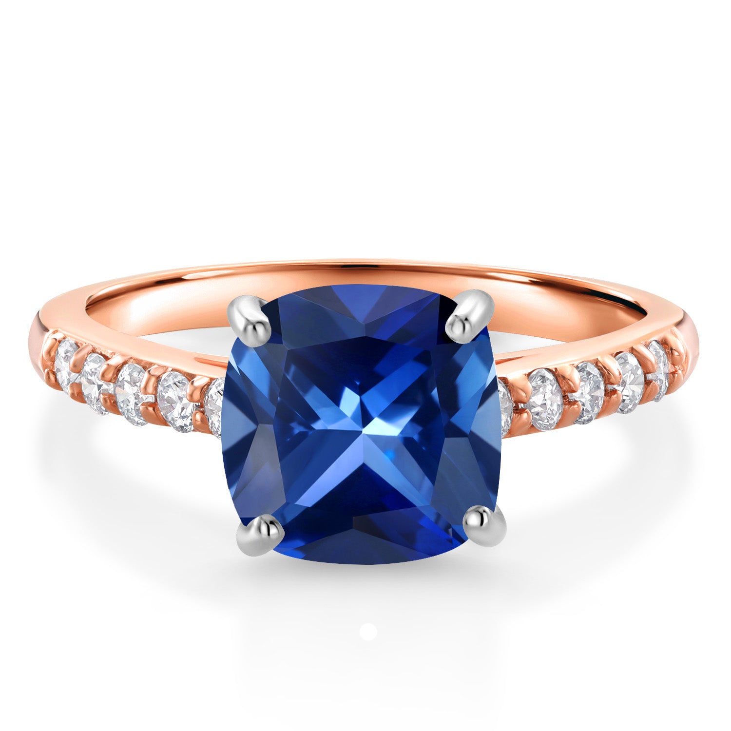 Blue Created Sapphire - September_9_Ring in 10K Two Tone Gold