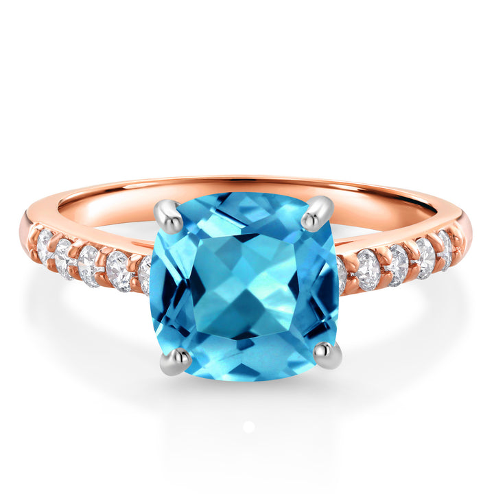 Swiss Blue Topaz - November_8_Ring in 10K Two Tone Gold