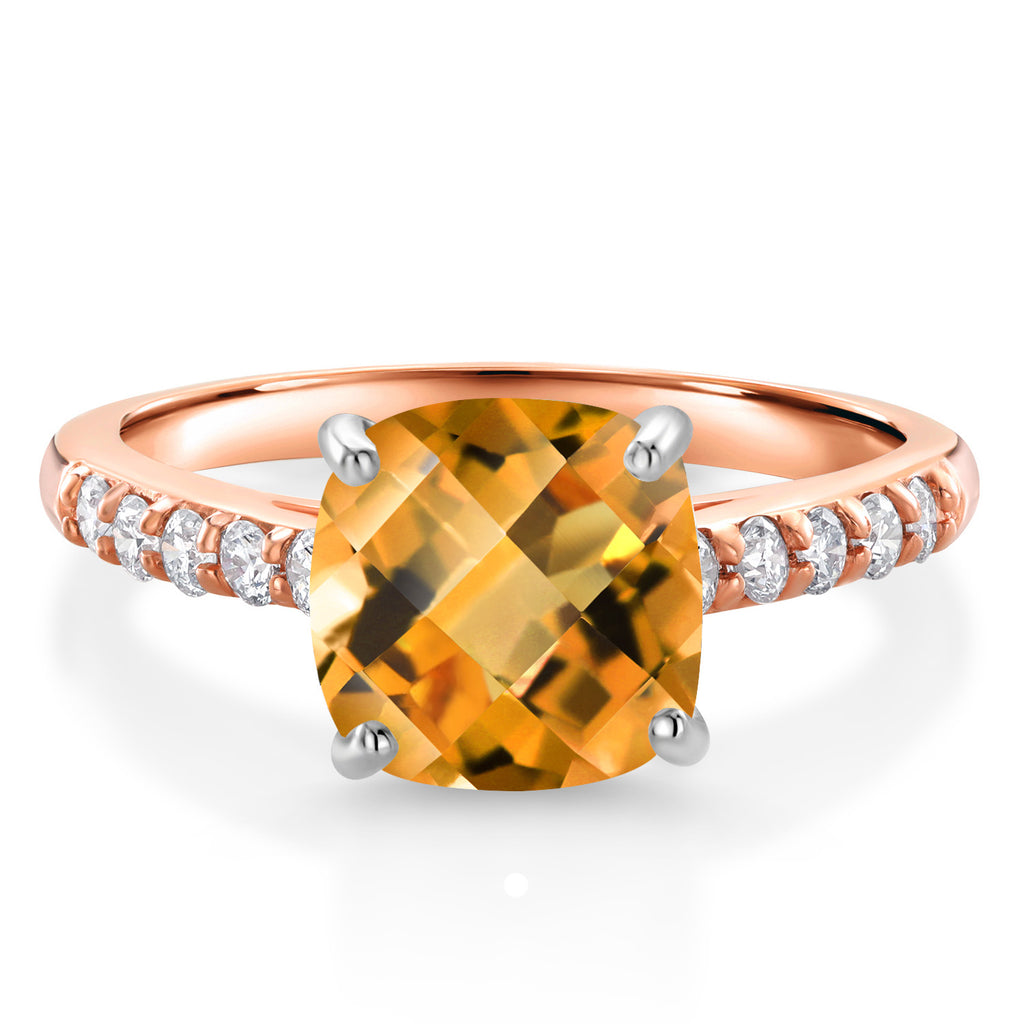 Citrine-Checkerboard - November_9_Ring in 10K Two Tone Gold