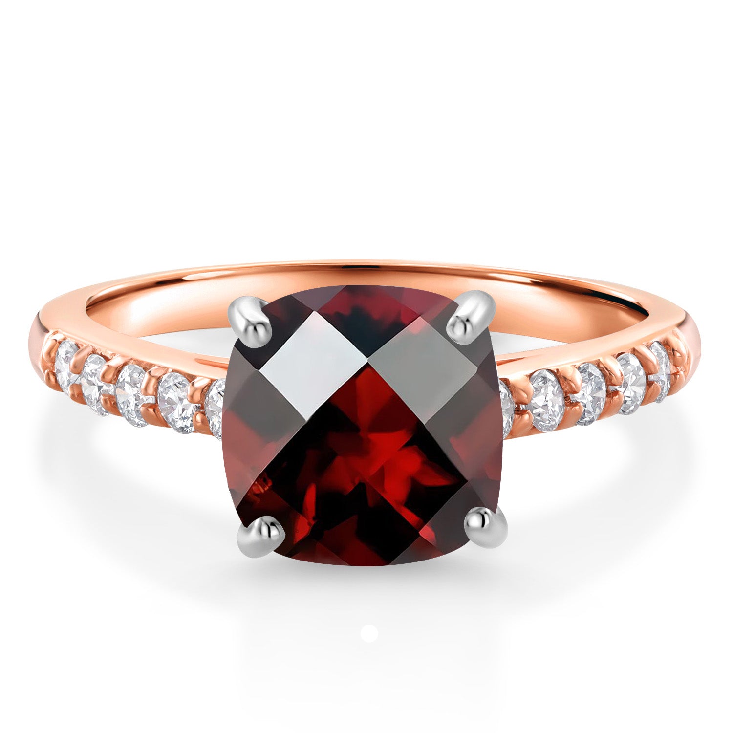 Garnet-Checkerboard - January_7_Ring in 10K Two Tone Gold