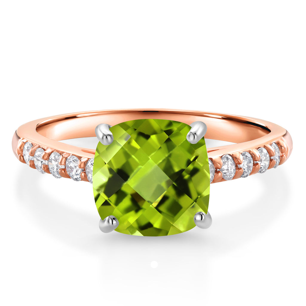Peridot-Checkerboard - August_9_Ring in 10K Two Tone Gold