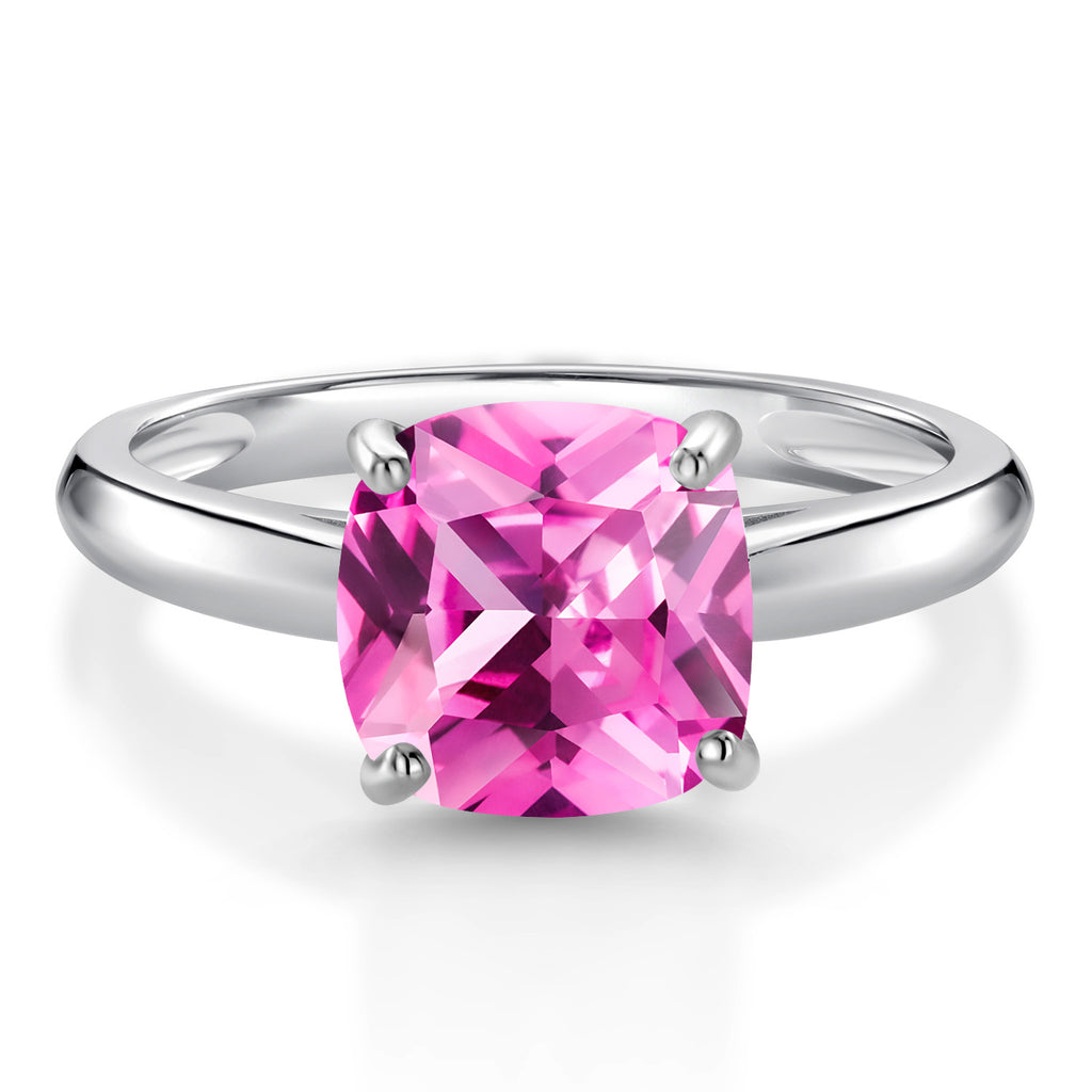 Pink Created Sapphire - September_9_Ring in 10K White Gold