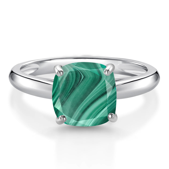 Malachite_5_Ring in 10K White Gold