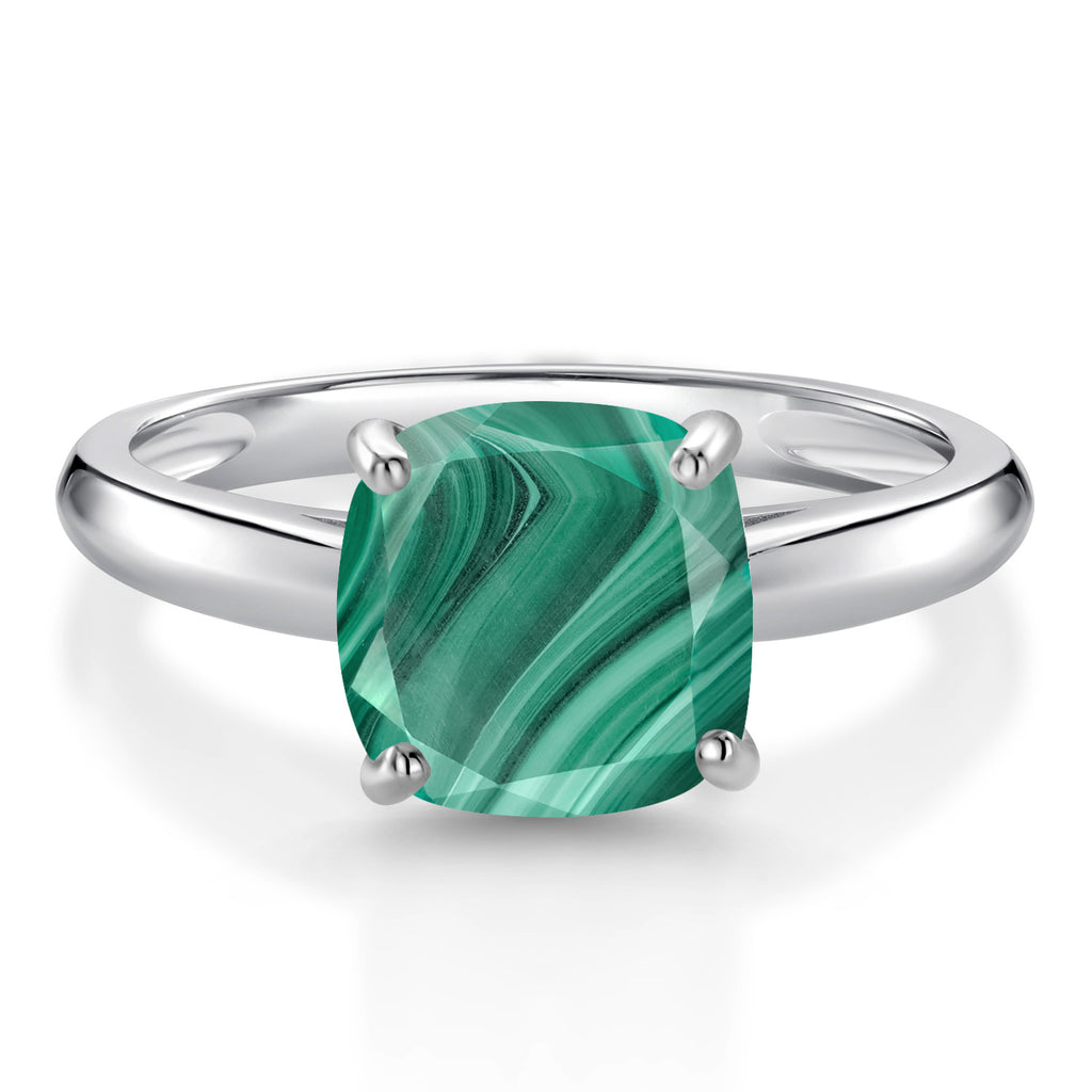 Malachite_8_Ring in 10K White Gold