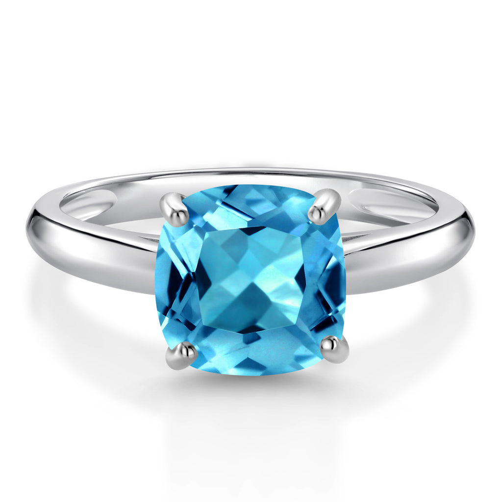 Swiss Blue Topaz - November_9_Ring in 10K White Gold