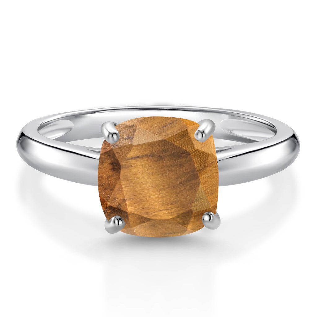 Brown Tiger Eye_6_Ring in 10K White Gold