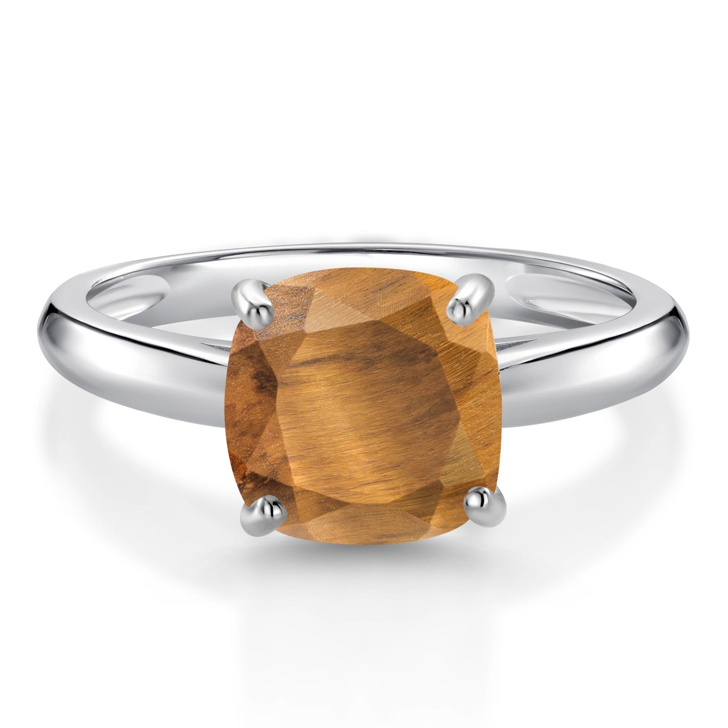 Brown Tiger Eye_9_Ring in 10K White Gold