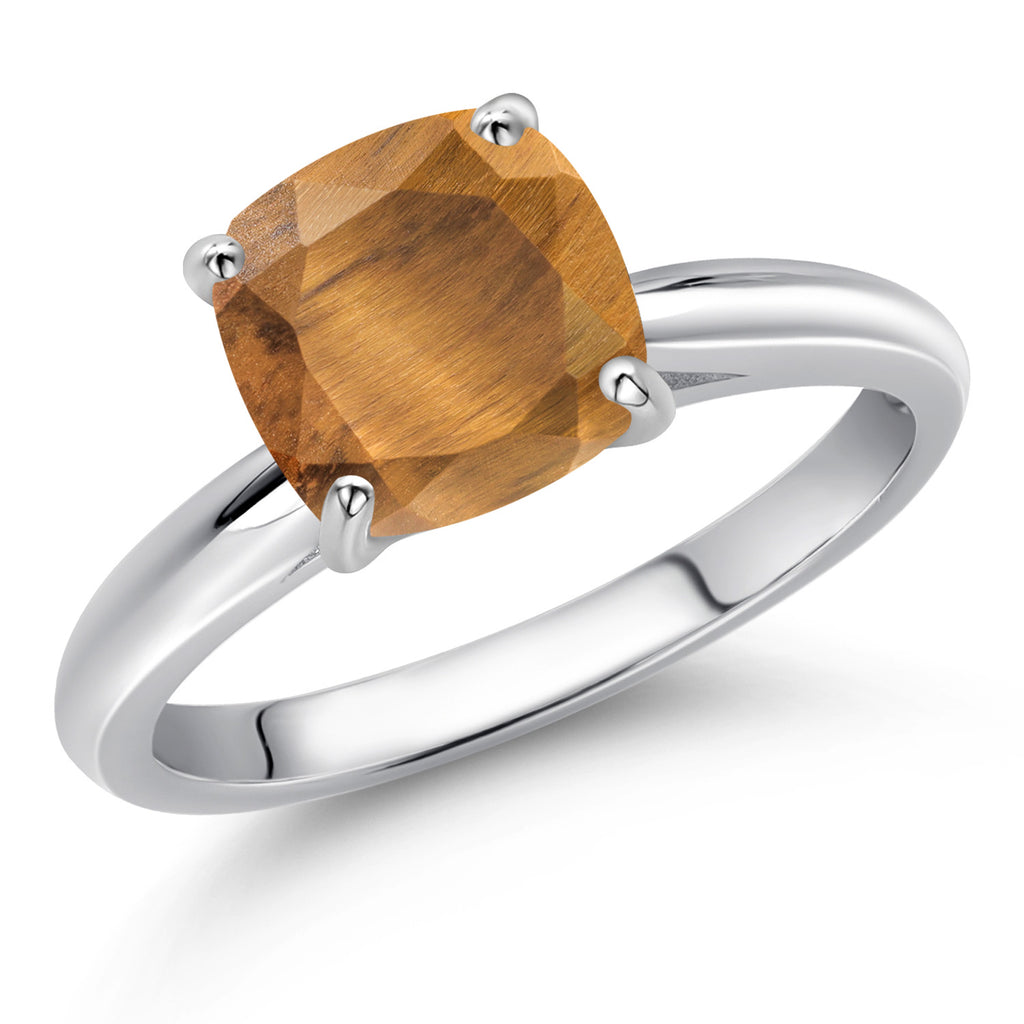 Brown Tiger Eye_7_Ring in 10K White Gold