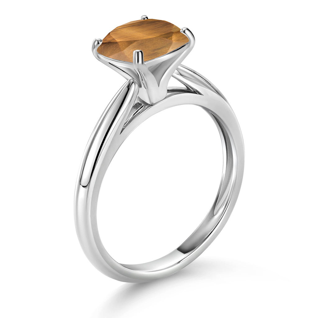 Brown Tiger Eye_7_Ring in 10K White Gold