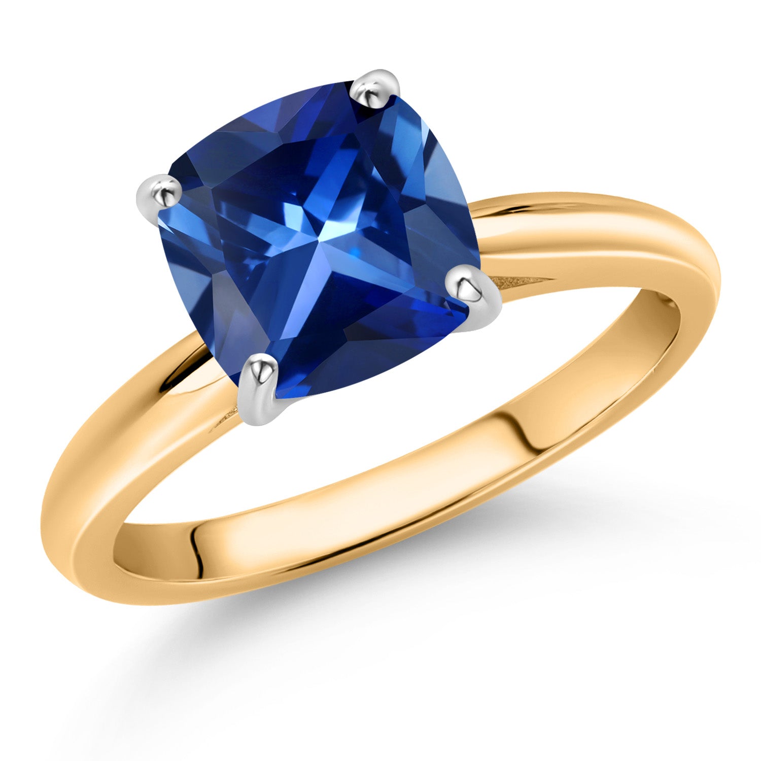 Blue Created Sapphire - September_7_Ring in 10K Two Tone Gold