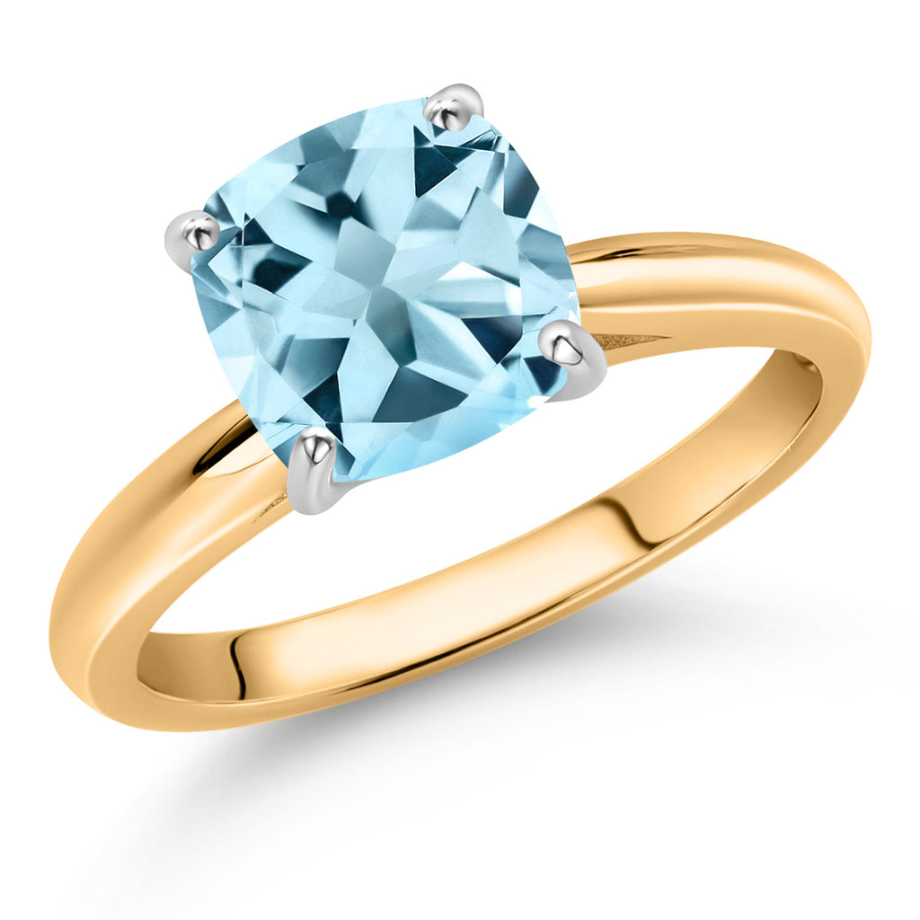 Sky Blue Topaz - November_8_Ring in 10K Two Tone Gold