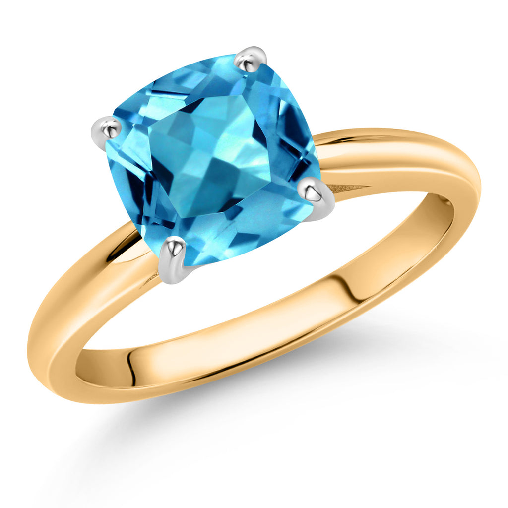 Swiss Blue Topaz - November_9_Ring in 10K Two Tone Gold