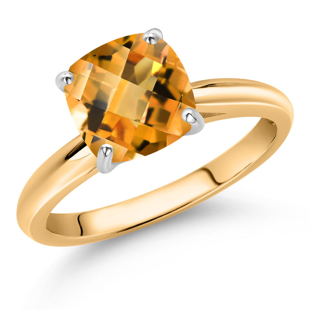 Citrine-Checkerboard - November_8_Ring in 10K Two Tone Gold