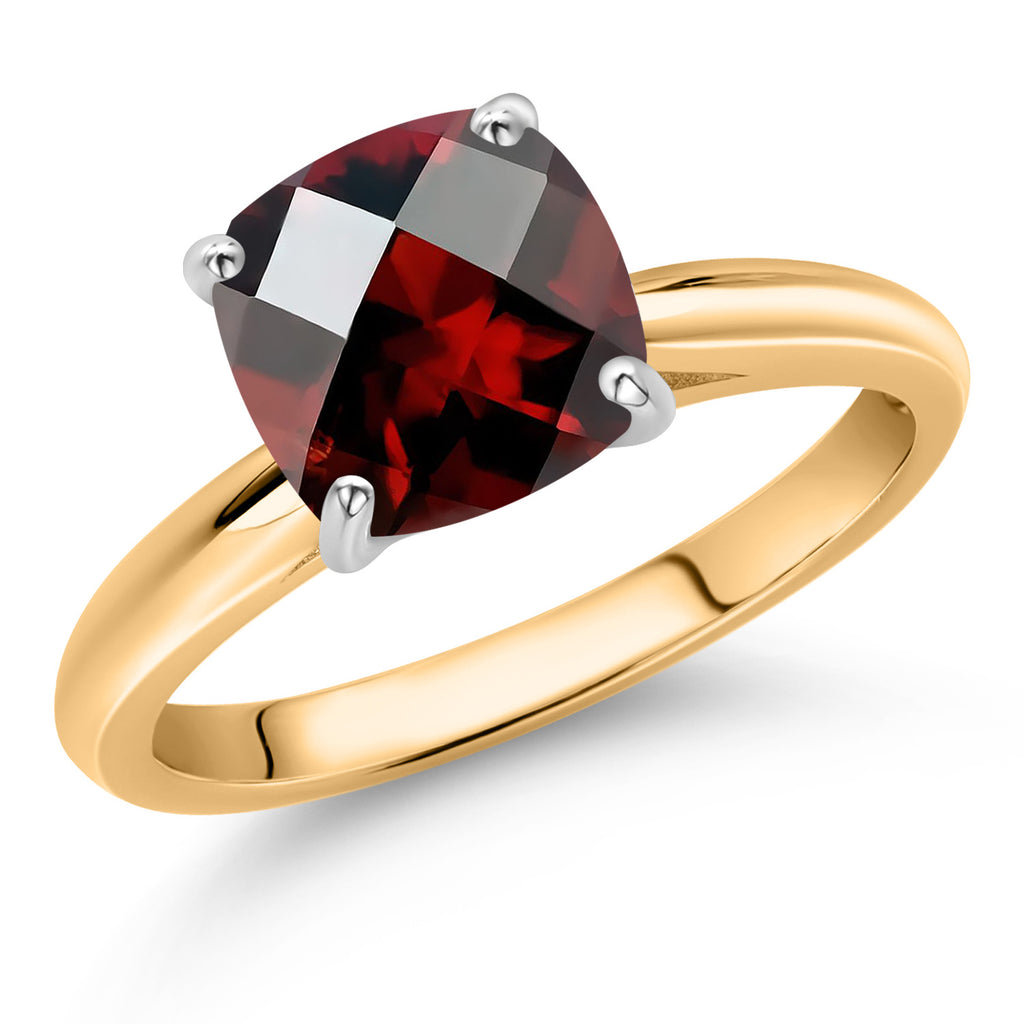 Garnet-Checkerboard - January_5_Ring in 10K Two Tone Gold