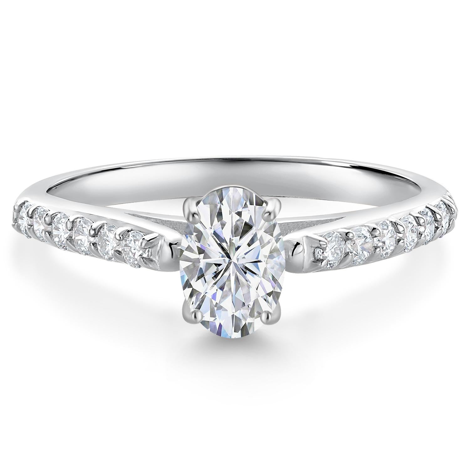 1.24 Cttw 10K White Gold IGI Certified Lab Grown Diamond Engagement Ring For Women | Center Oval Cut Diamond 1 Ct | F-G Color | VS1 Clarity | Available In Size 5, 6, 7, 8, 9