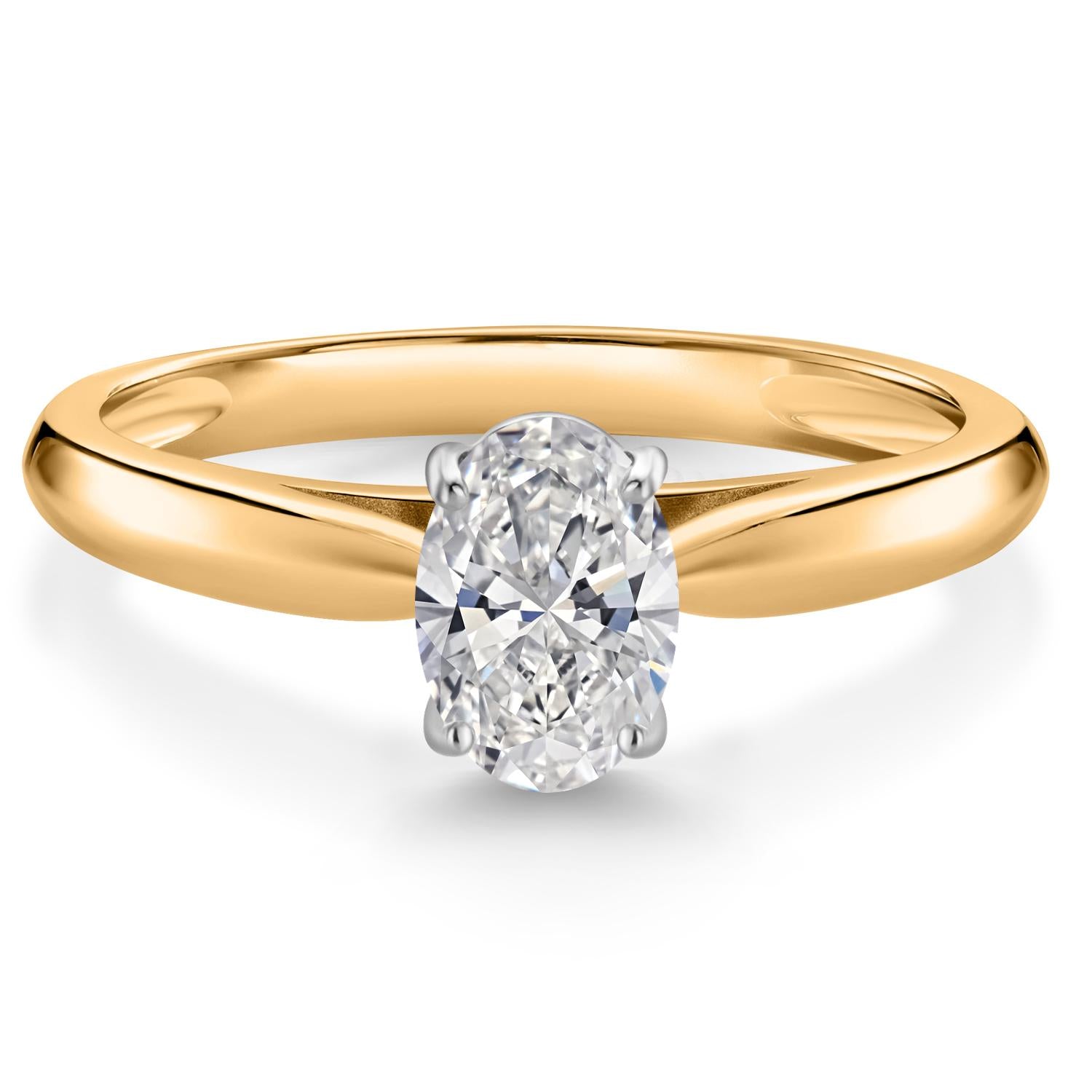 10K Yellow Gold IGI Certified Lab Grown Diamond Solitaire Engagement Ring For Women | 1 Ct Oval | E-F Color | VS1-VS2 Clarity | Available In Size 5 to 9