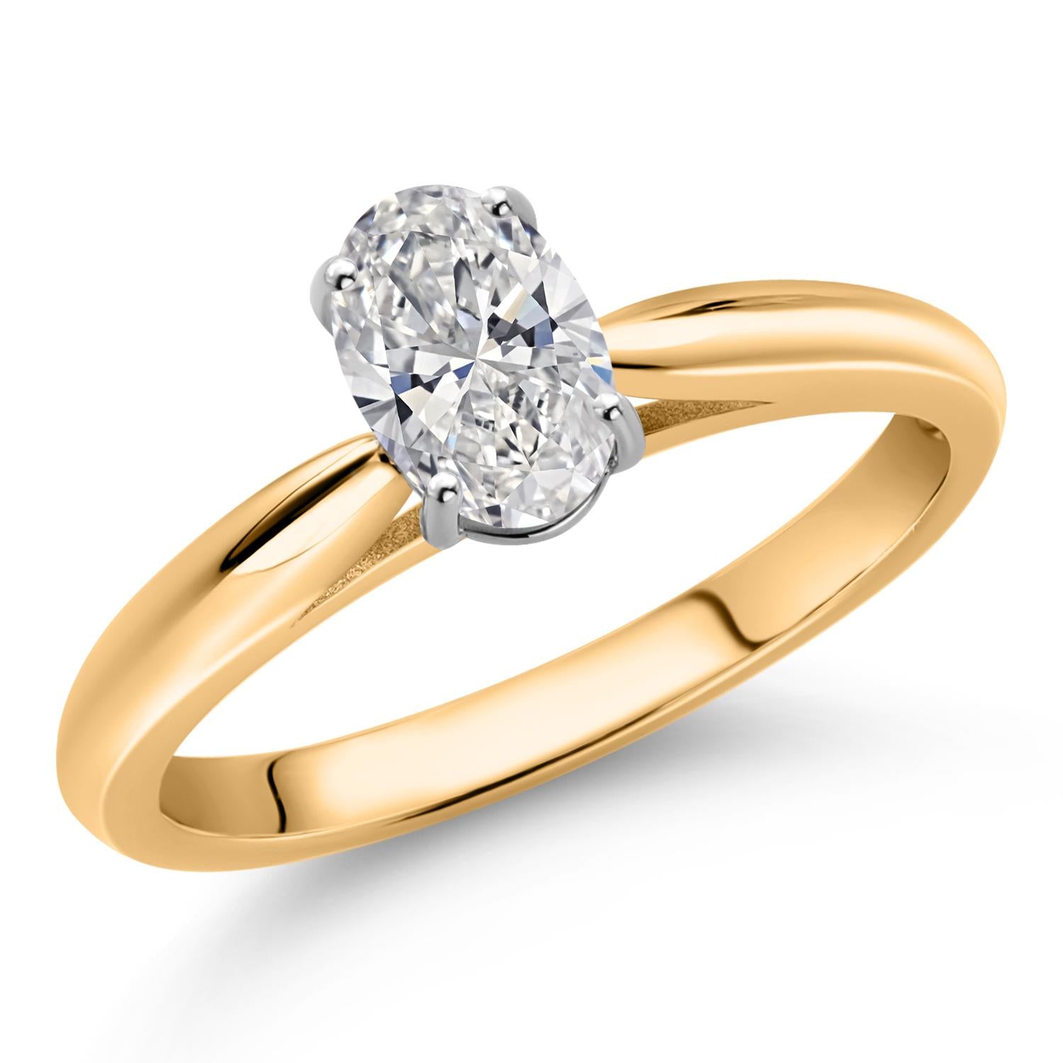 10K Yellow Gold IGI Certified Lab Grown Diamond Solitaire Engagement Ring For Women | 1 Ct Oval | E-F Color | VS1-VS2 Clarity | Available In Size 5 to 9