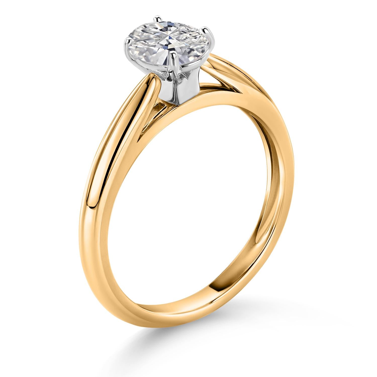 10K Yellow Gold IGI Certified Lab Grown Diamond Solitaire Engagement Ring For Women | 1 Ct Oval | E-F Color | VS1-VS2 Clarity | Available In Size 5 to 9