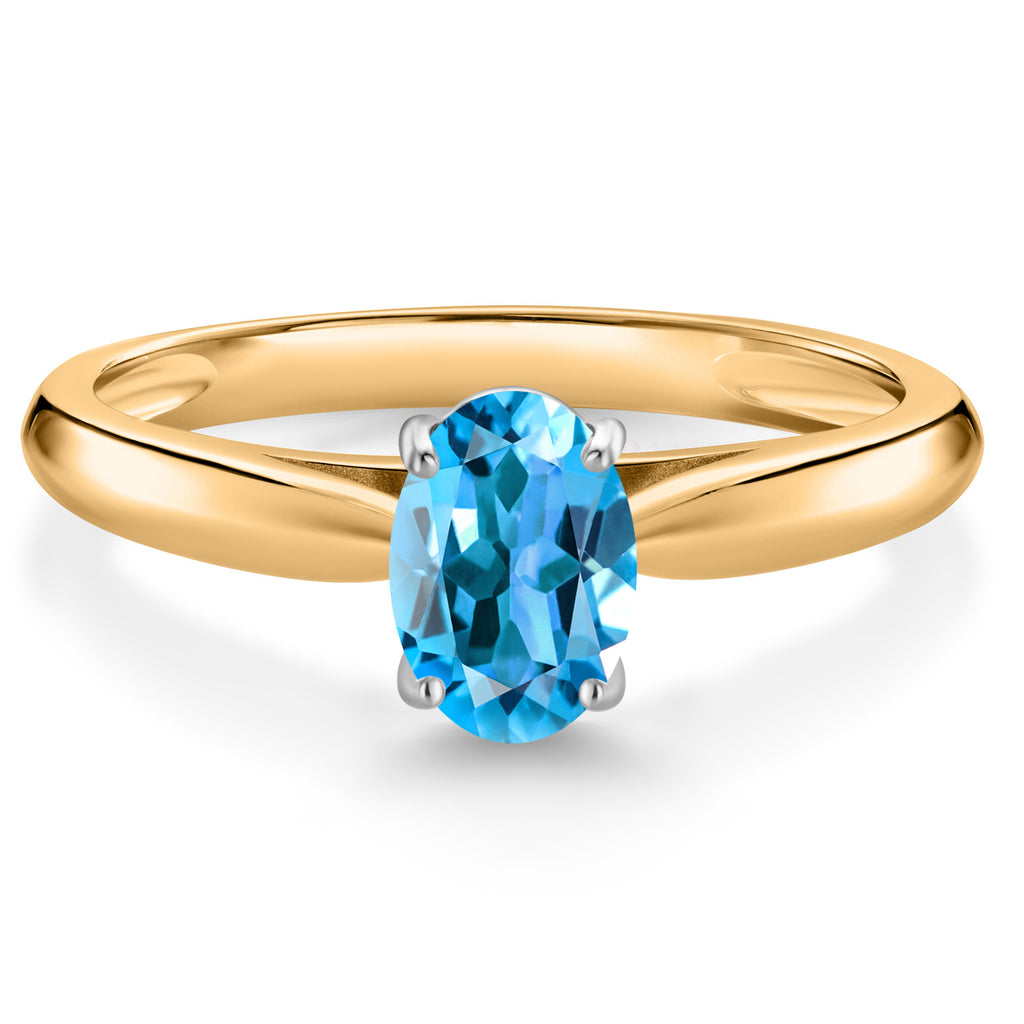 Swiss Blue Topaz_5_Ring in 10K Two Tone Gold