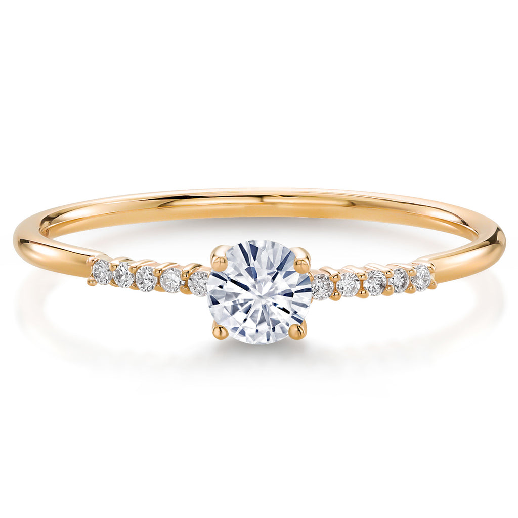 White Moissanite_5_Ring in 10K Yellow Gold