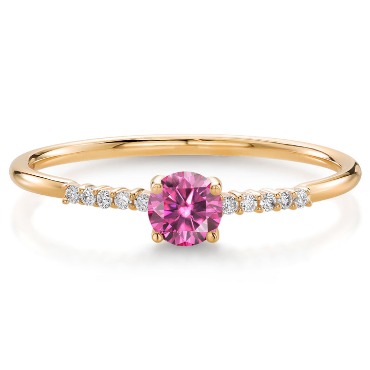 Pink Moissanite_5_Ring in 10K Yellow Gold