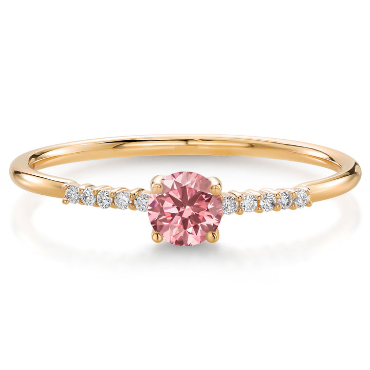 Pink Lab Grown Diamond_5_Ring in 10K Yellow Gold
