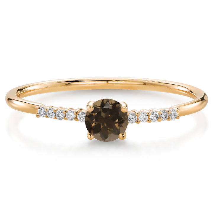 Smoky Quartz_5_Ring in 10K Yellow Gold