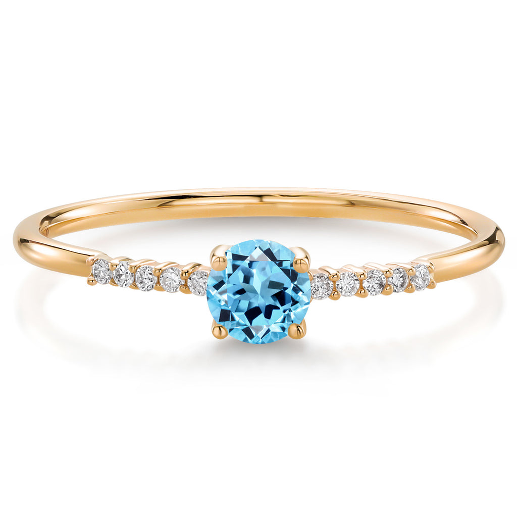 Swiss Blue Topaz - November_5_Ring in 10K Yellow Gold