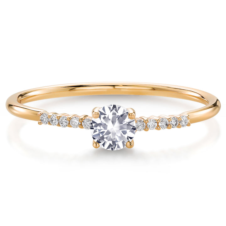 White Created Sapphire_5_Ring in 10K Yellow Gold