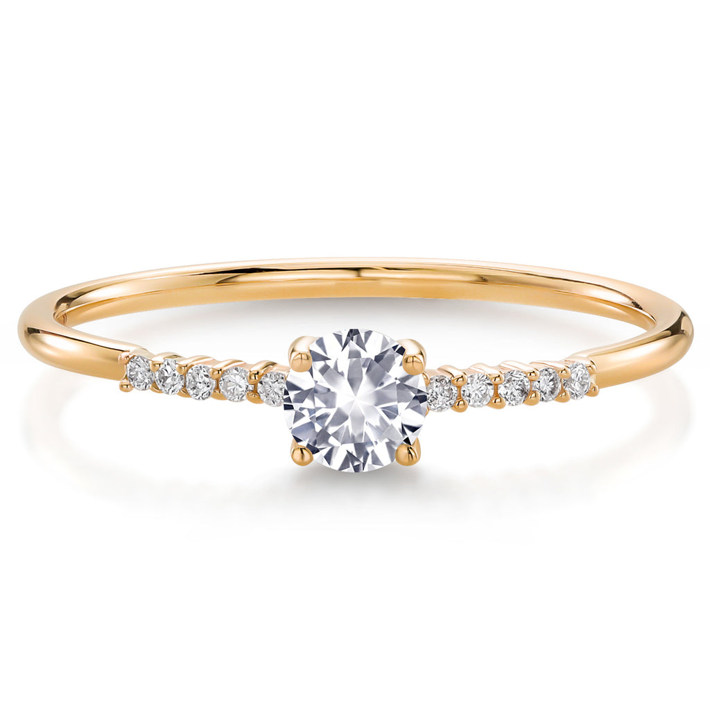 White Created Sapphire_5_Ring in 10K Yellow Gold