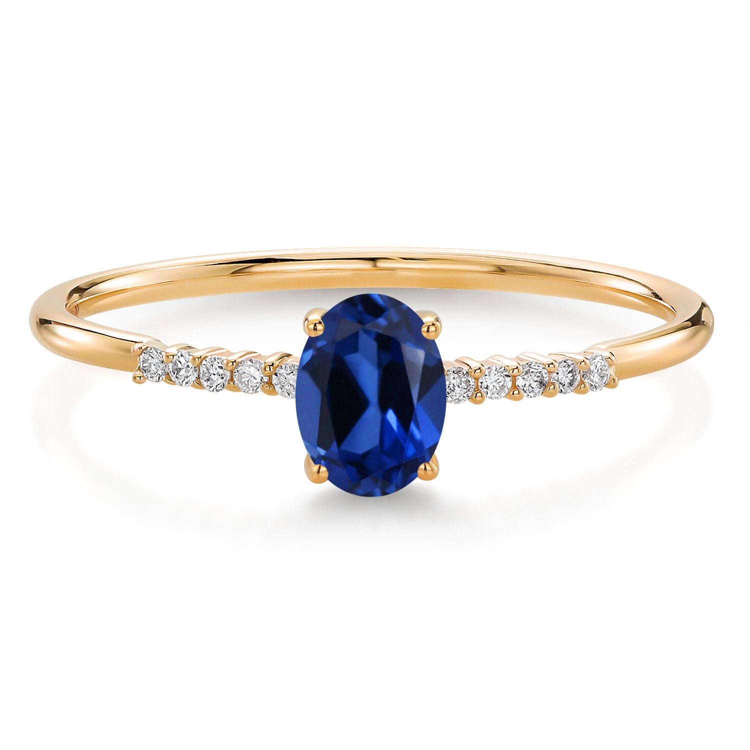 Blue Created Sapphire - September_8_Ring in 10K Yellow Gold
