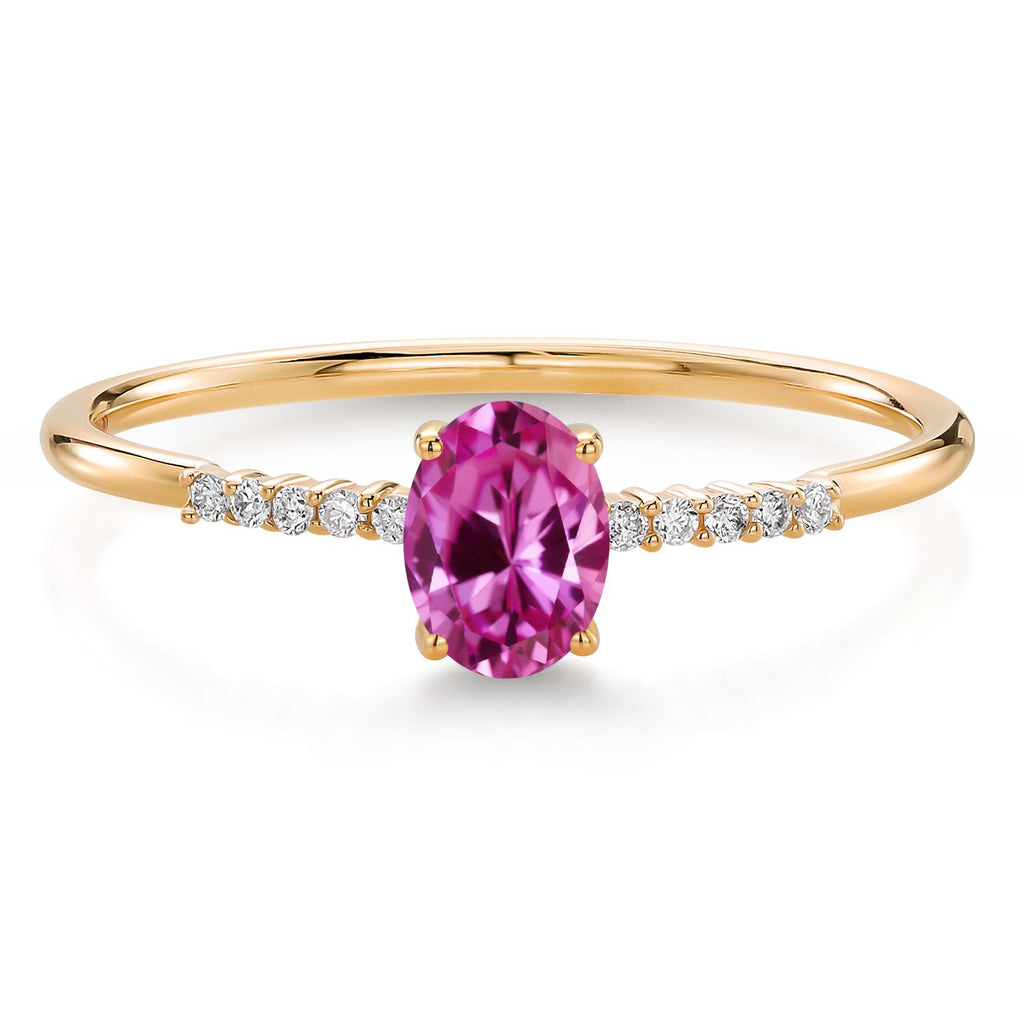 Pink Created Sapphire_9_Ring in 10K Yellow Gold