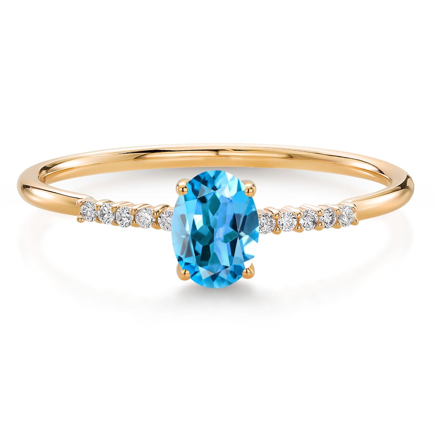 Swiss Blue Topaz - November_9_Ring in 10K Yellow Gold