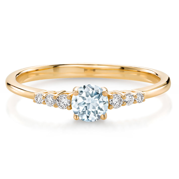 Aquamarine - March_5_Ring in 10K Yellow Gold