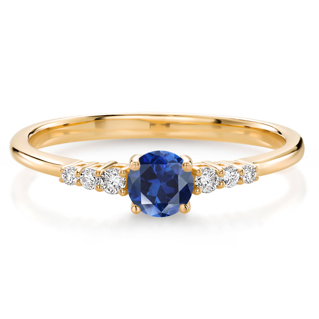 Blue Created Sapphire - September_9_Ring in 10K Yellow Gold