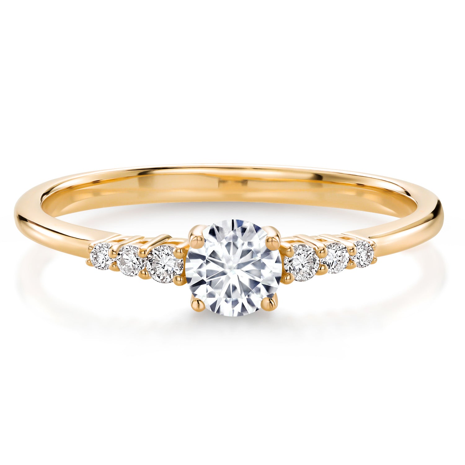 10K Yellow Gold White Lab Grown Diamond Engagement Ring For Women (0.36 Cttw, Round 4MM, Gemstone April Birthstone, Available In Size 5, 6, 7, 8, 9)