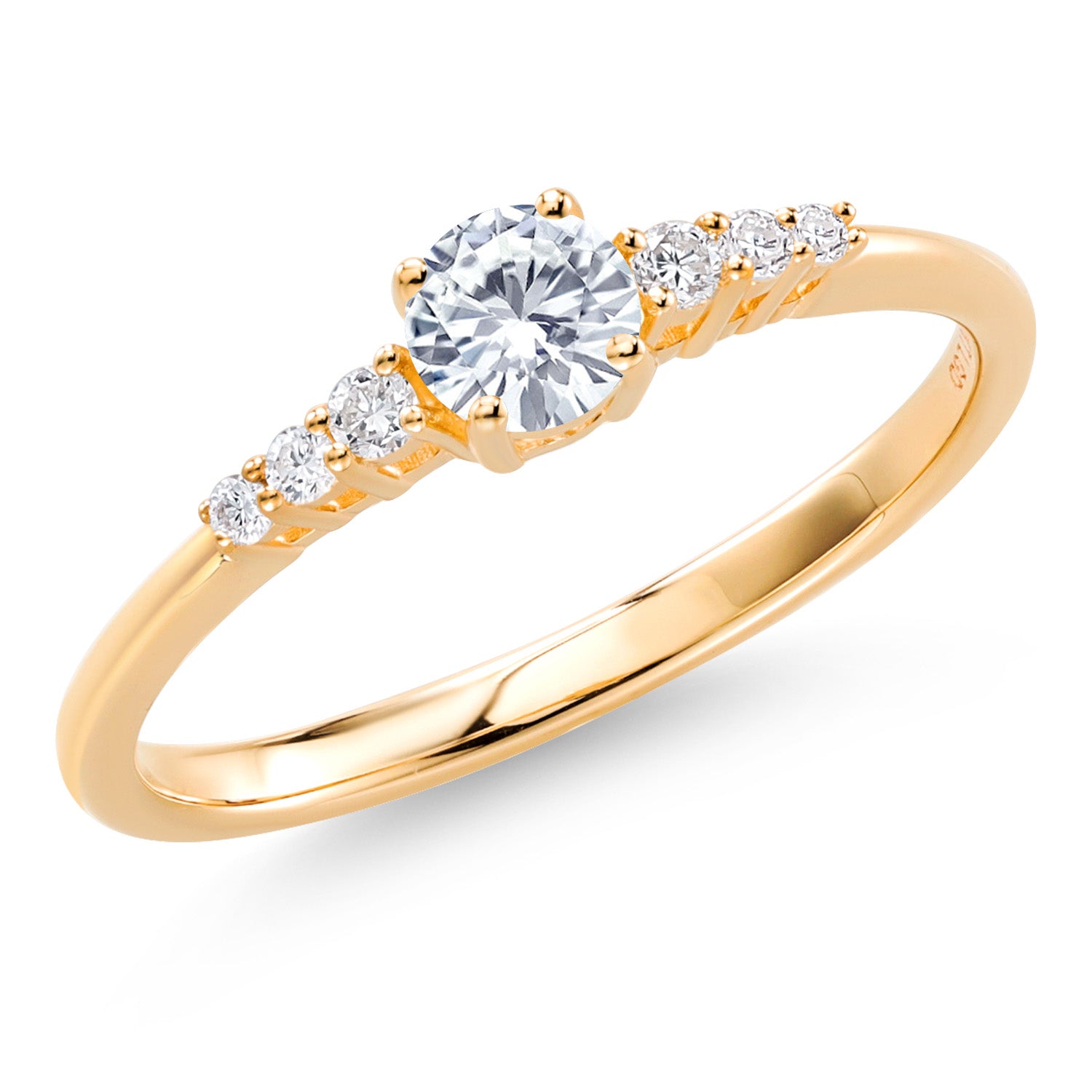 10K Yellow Gold White Lab Grown Diamond Engagement Ring For Women (0.36 Cttw, Round 4MM, Gemstone April Birthstone, Available In Size 5, 6, 7, 8, 9)