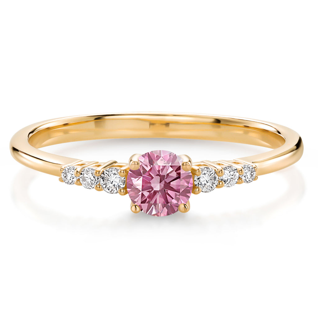 Pink Lab Grown Diamond - April_8_Ring in 10K Yellow Gold