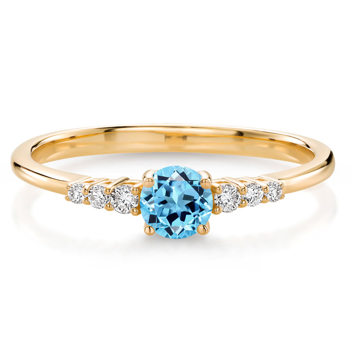 Swiss Blue Topaz - November_5_Ring in 10K Yellow Gold