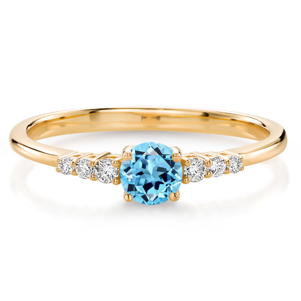 Swiss Blue Topaz - November_8_Ring in 10K Yellow Gold