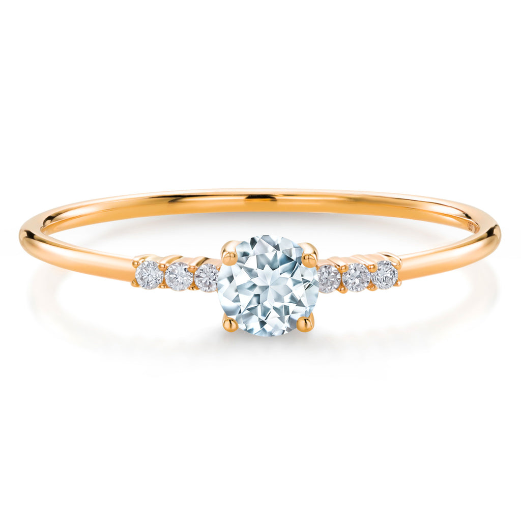 Aquamarine - March_6_Ring in 10K Yellow Gold
