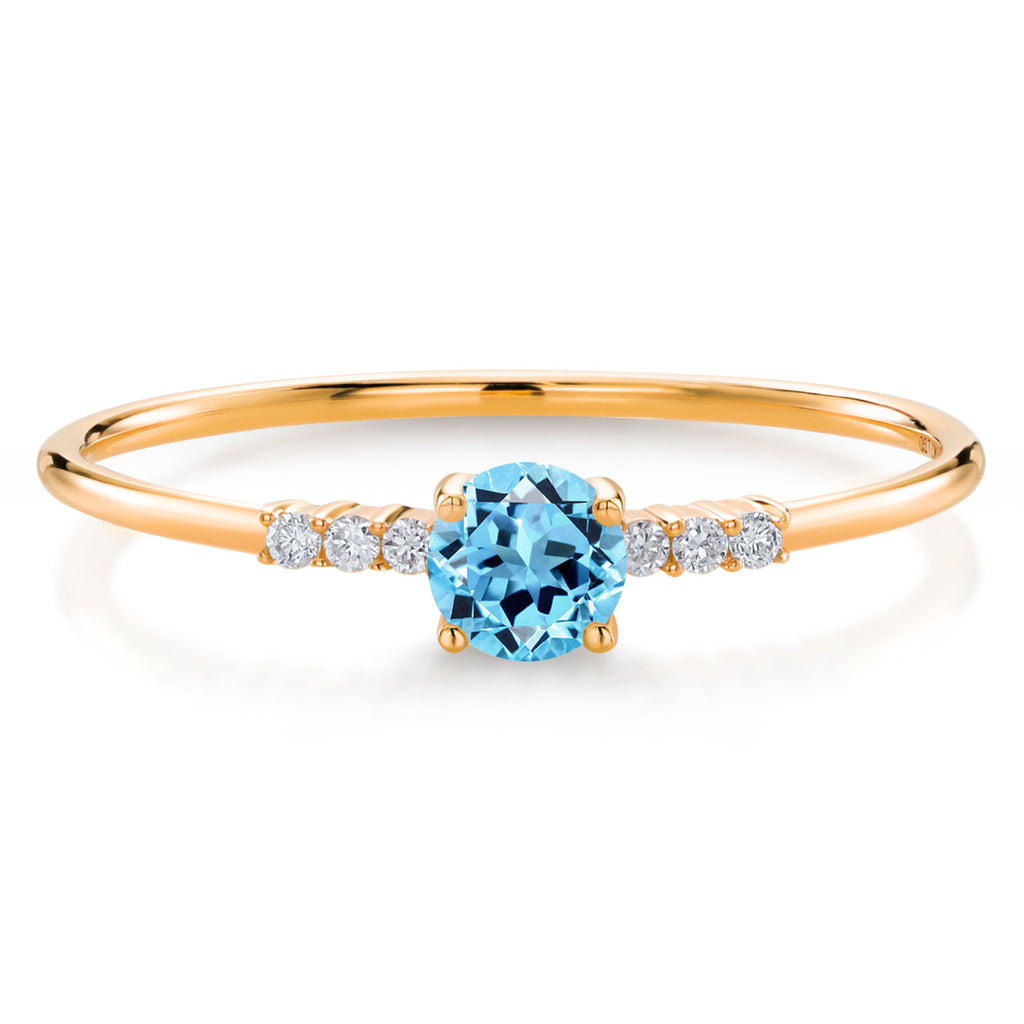 Swiss Blue Topaz - November_6_Ring in 10K Yellow Gold