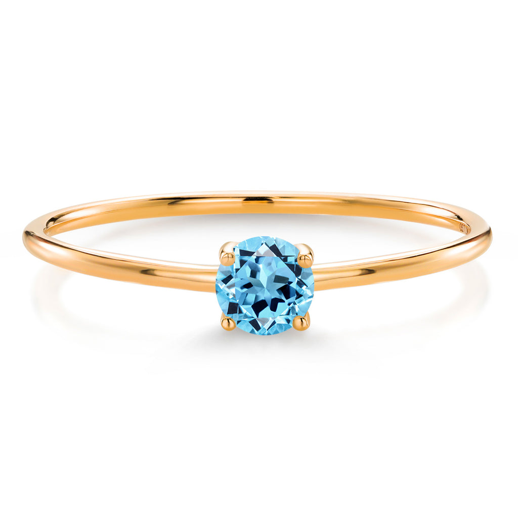 Swiss Blue Topaz - November_9_Ring in 10K Yellow Gold